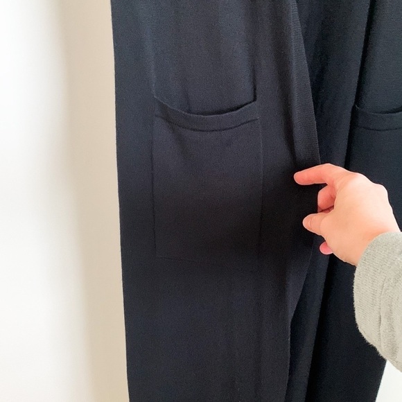 Theory Torina Black Long Sleeveless Merino Wool Duster Cardigan Sweater Sm - Picture 9 of 13